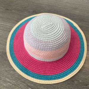 FREE with BUNDLE Kids Multicolor Straw Sun Hat - Pink, Teal & Cream